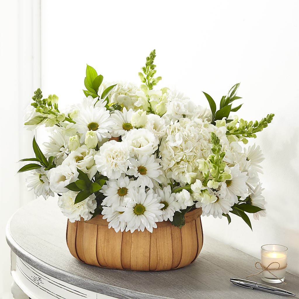 Pure Ivory Basket – Lighthouse Florist And Custom Designs, Rochester NY