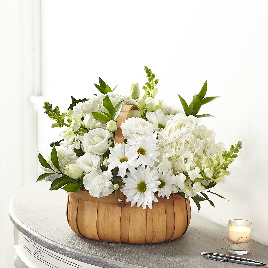 Pure Ivory Basket – Lighthouse Florist And Custom Designs, Rochester NY