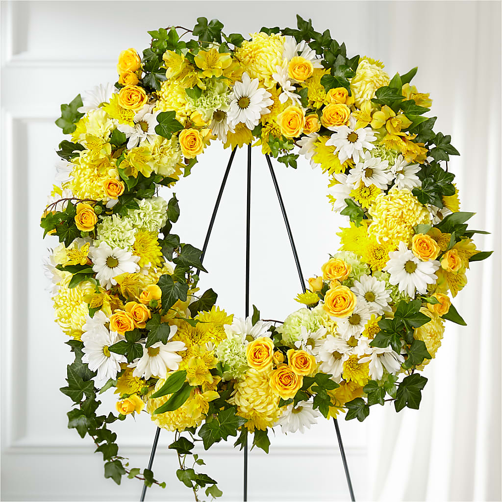 Golden Remembrance Wreath – Lighthouse Florist And Custom Designs, Rochester NY