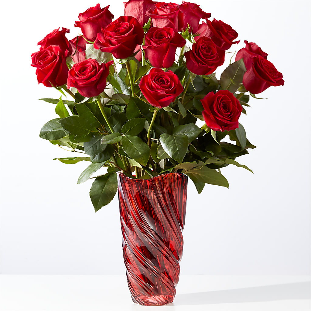 Classic Love Red Rose Bouquet with Luxe Swirl Vase – Lighthouse Florist And Custom Designs, Rochester NY