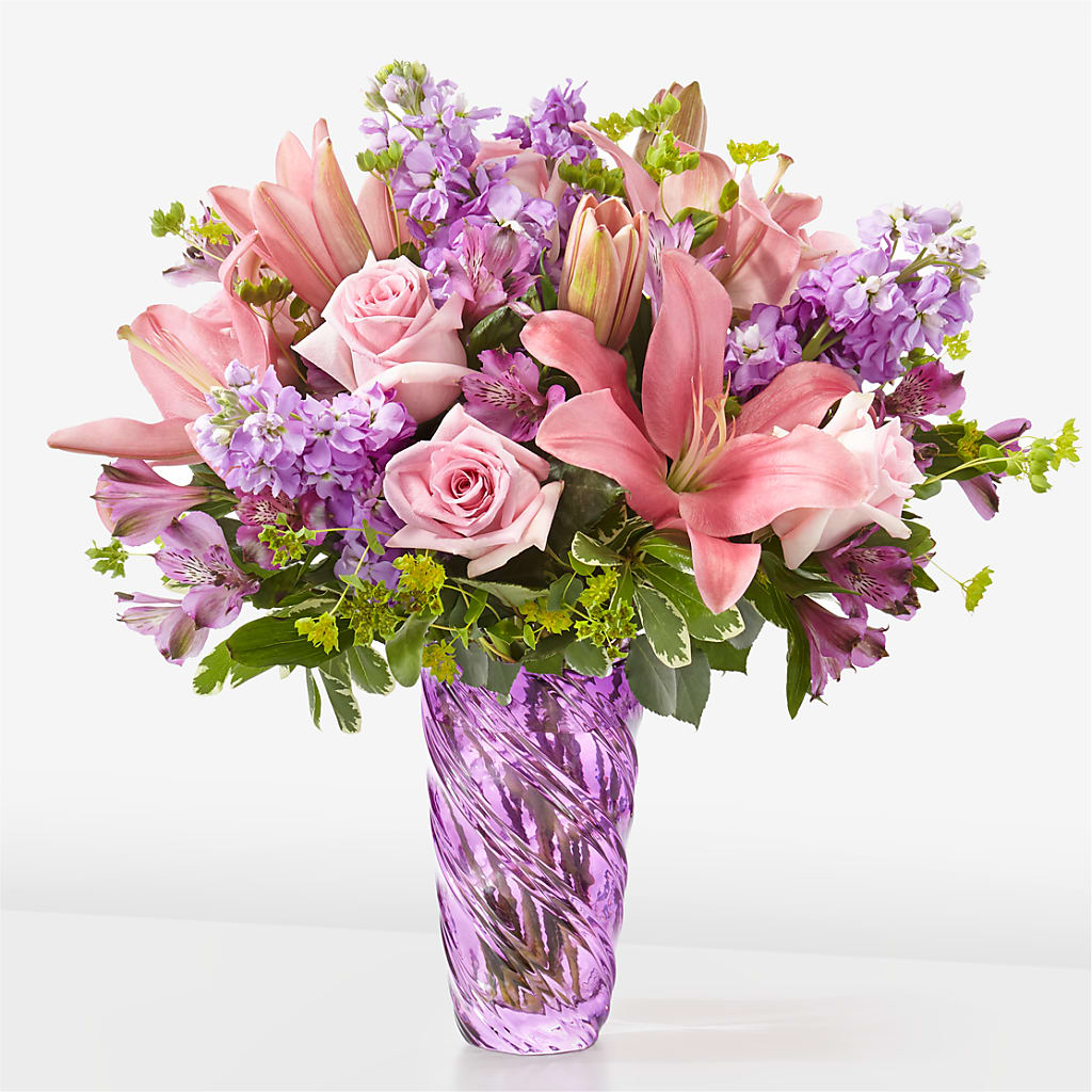 Precious Petals Bouquet with Luxe Swirl Vase – Lighthouse Florist And Custom Designs, Rochester NY