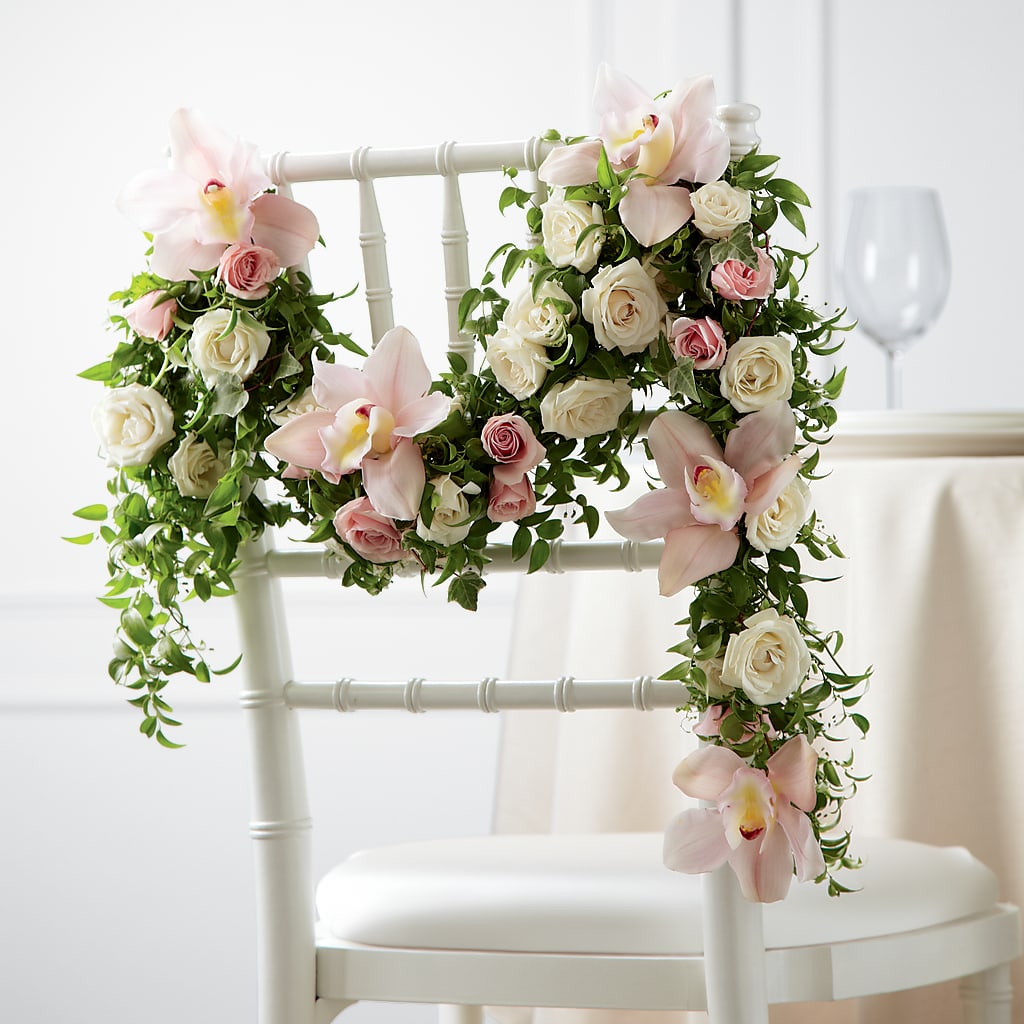 Orchid Rose Chair Décor – Lighthouse Florist And Custom Designs, Rochester NY