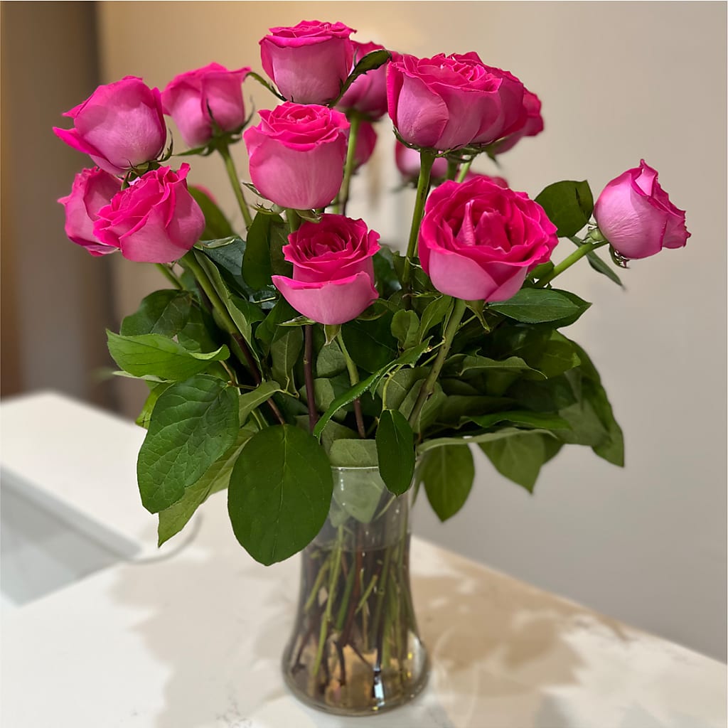 Long Stem Pink Rose Bouquet –  Lighthouse Florist And Custom Designs, Rochester NY