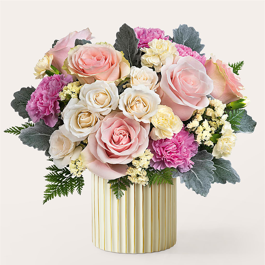 Blissful Moments Bouquet with Ivory Vase –  Lighthouse Florist And Custom Designs, Rochester NY
