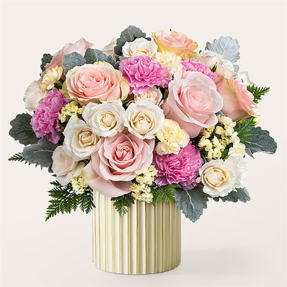 Blissful Moments Bouquet with Ivory Vase –  Lighthouse Florist And Custom Designs, Rochester NY