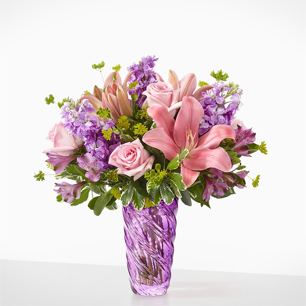Precious Petals Bouquet with Luxe Swirl Vase –  Lighthouse Florist And Custom Designs, Rochester NY