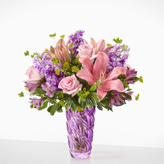 Precious Petals Bouquet with Luxe Swirl Vase –  Lighthouse Florist And Custom Designs, Rochester NY