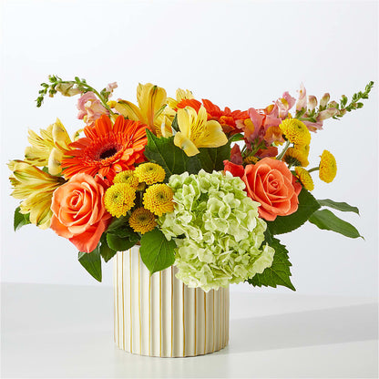 Autumn Sunshine Bouquet with Ivory Vase –  Lighthouse Florist And Custom Designs, Rochester NY
