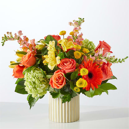 Autumn Sunshine Bouquet with Ivory Vase –  Lighthouse Florist And Custom Designs, Rochester NY