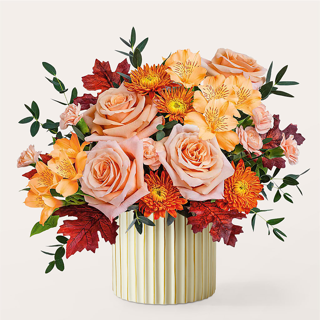 Spiced Latte Bouquet with Ivory Vase –  Lighthouse Florist And Custom Designs, Rochester NY