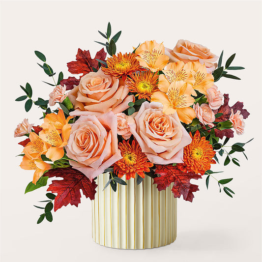 Spiced Latte Bouquet with Ivory Vase –  Lighthouse Florist And Custom Designs, Rochester NY