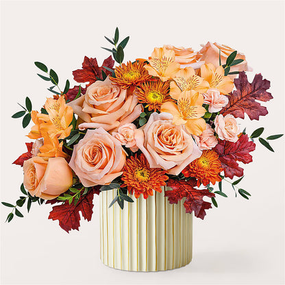 Spiced Latte Bouquet with Ivory Vase –  Lighthouse Florist And Custom Designs, Rochester NY