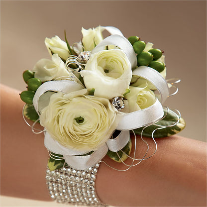 White Wedding Corsage –  Lighthouse Florist And Custom Designs, Rochester NY